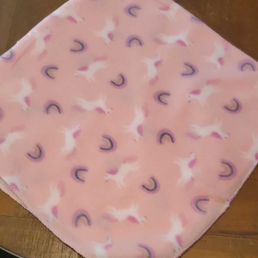 Pink Unicorn and Rainbow Blanket
